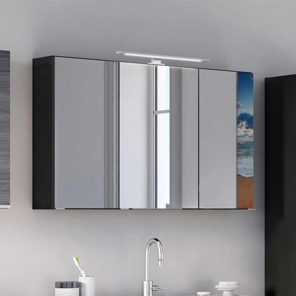 Badezimmer Spiegelschrank Viaco in dunkel Grau mit LED Beleuchtung