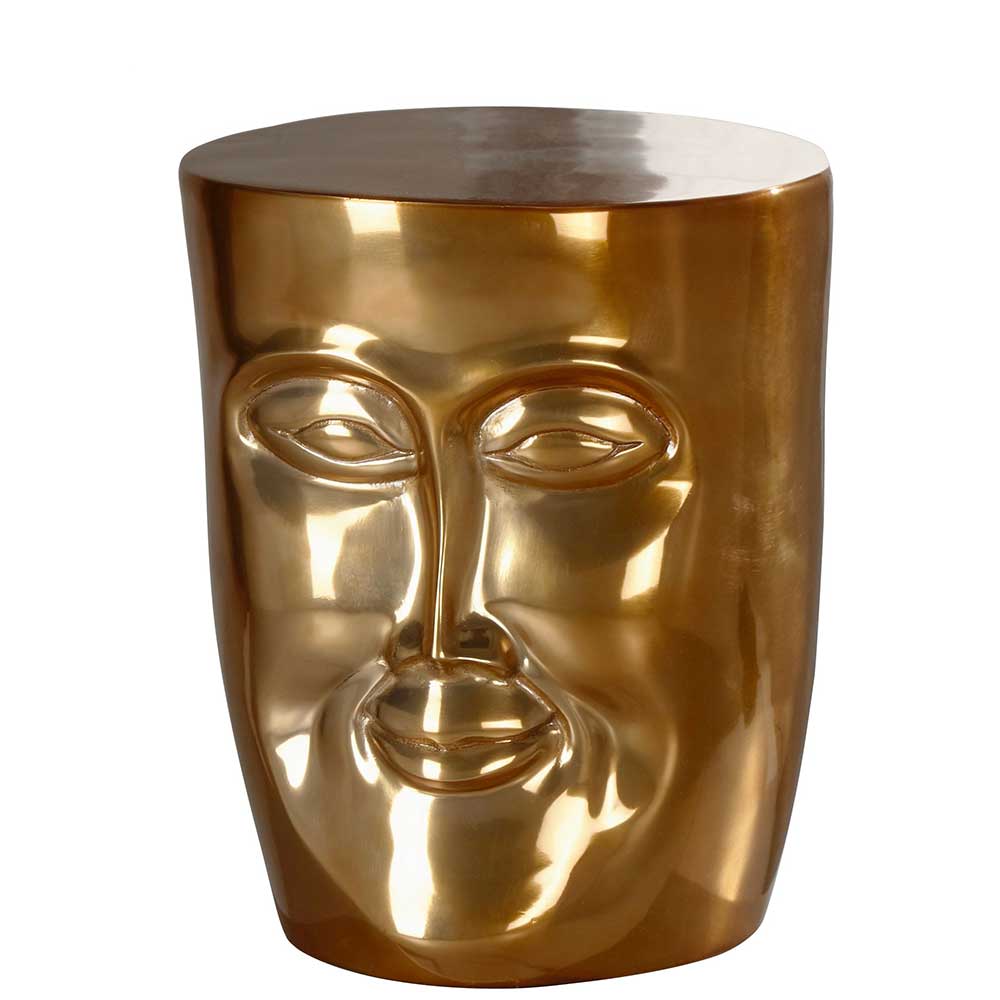 Design Beistelltisch Francess in Gesichtsform aus Aluminium in Goldfarben