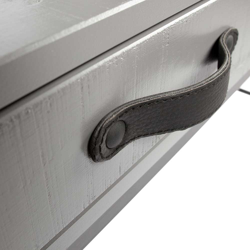 Schreibtisch Nolviran in Grau und Schwarz aus Kiefer Massivholz und Metall