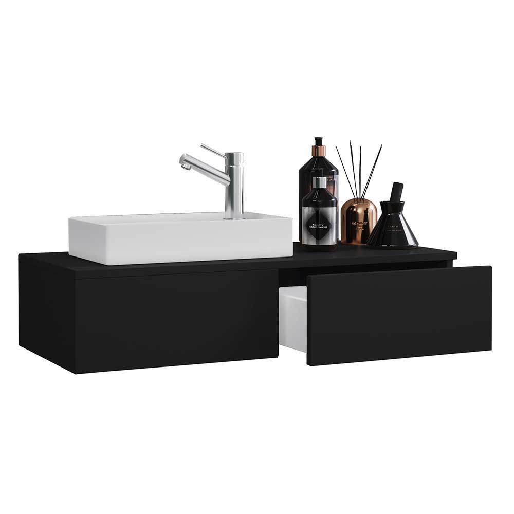Waschplatz Set mit Becken Sicury in Schwarz 85 cm breit (zweiteilig)