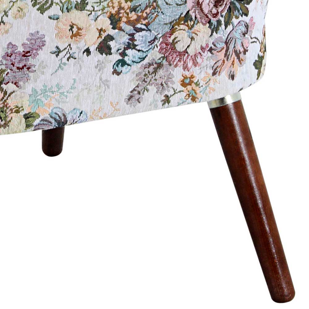 Sessel mit Blumenmuster Domenicus in Bunt und Nussbaumfarben