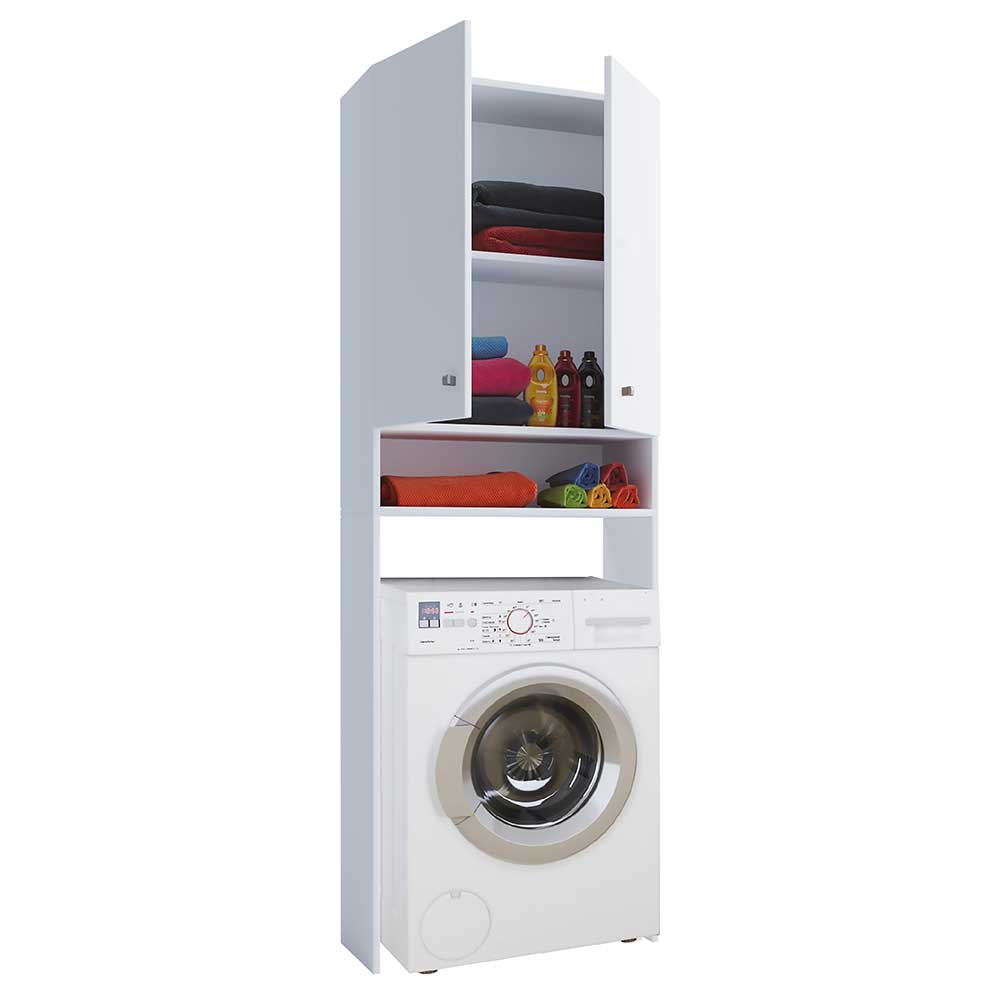 Waschmaschinenschrank Crocinol in Weiß mit zwei Drehtüren