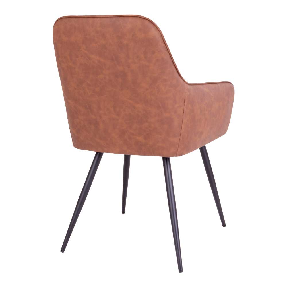 Esstisch Sessel Oksena aus Kunstleder und Stahl mit Armlehnen (2er Set)