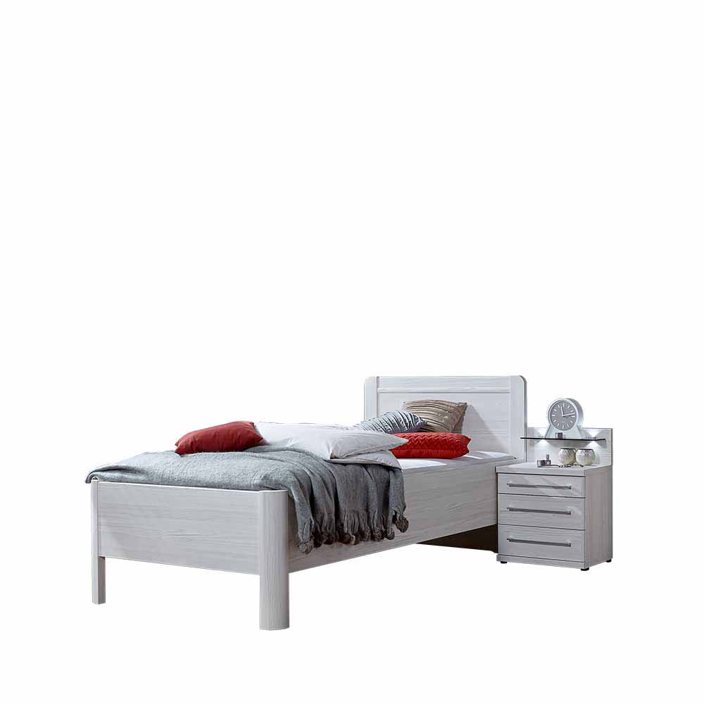 Komfortbett Frey in Weiß mit Nachtkommode (zweiteilig)