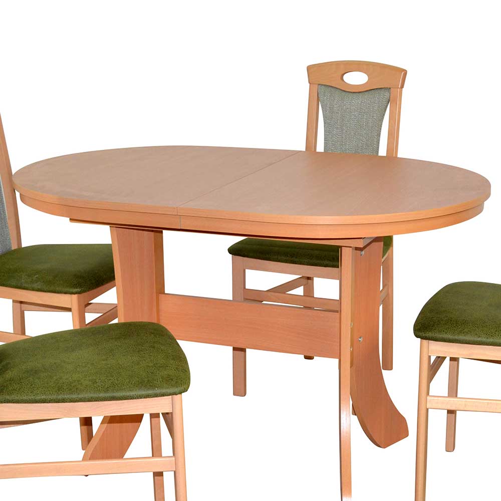 Essgruppe Buche ausziehbar Rosa mit ovalem Tisch und 4 Stühlen (fünfteilig)