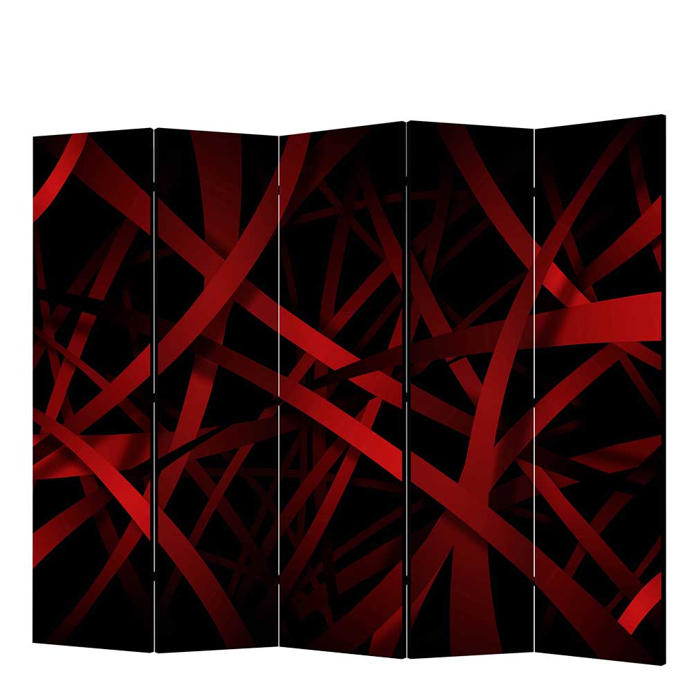 Stellwand Hera in Schwarz und Rot mit abstraktem Muster