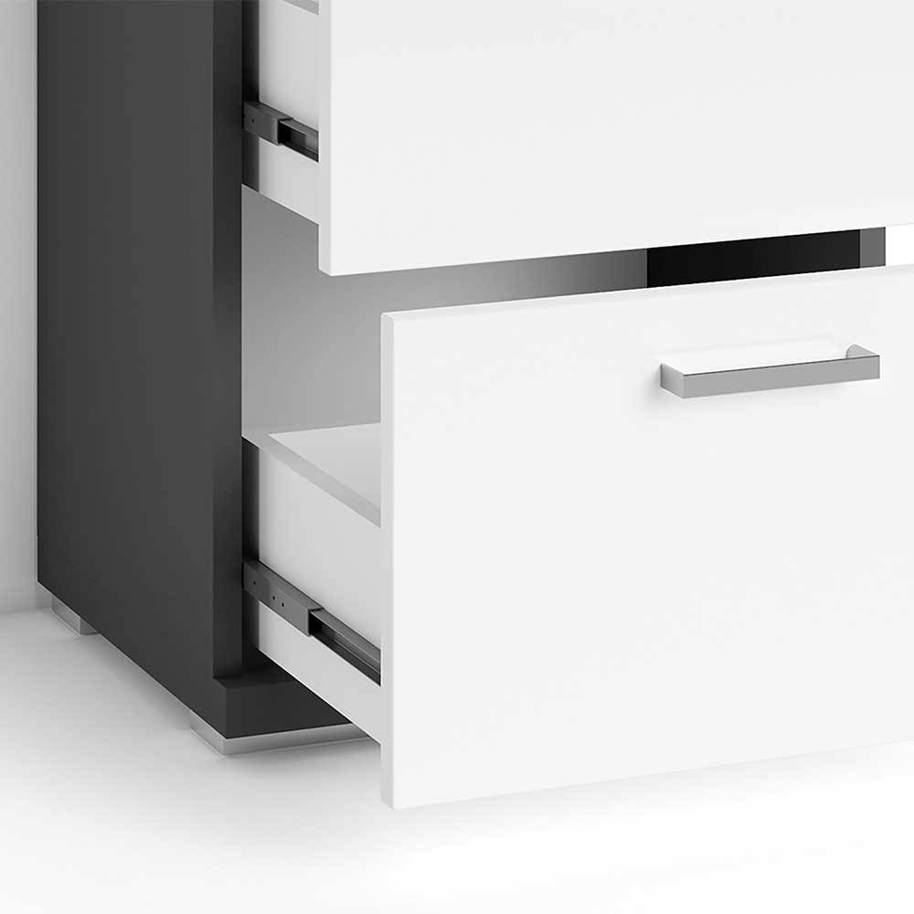 Badezimmer Kommode Viganno in Weiß und Anthrazit mit drei Schubladen