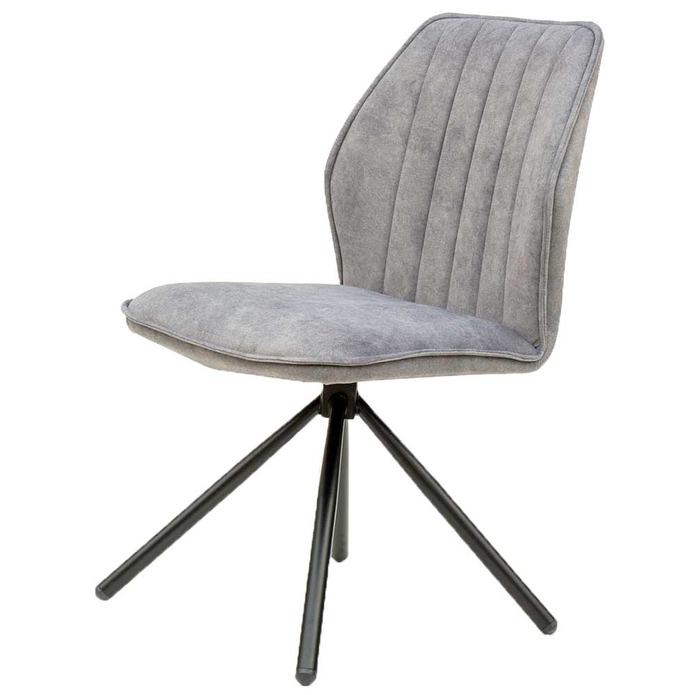 Hellgraue Esstisch Stühle Bilbona in modernem Design mit Metallgestell (2er Set)
