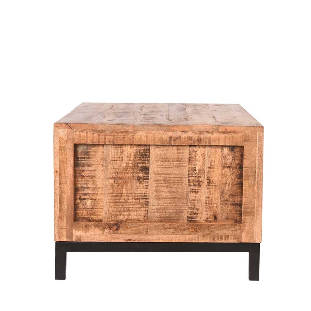 Wohnzimmer Tisch Todean aus Mangobaum Massivholz und Metall 110 cm breit