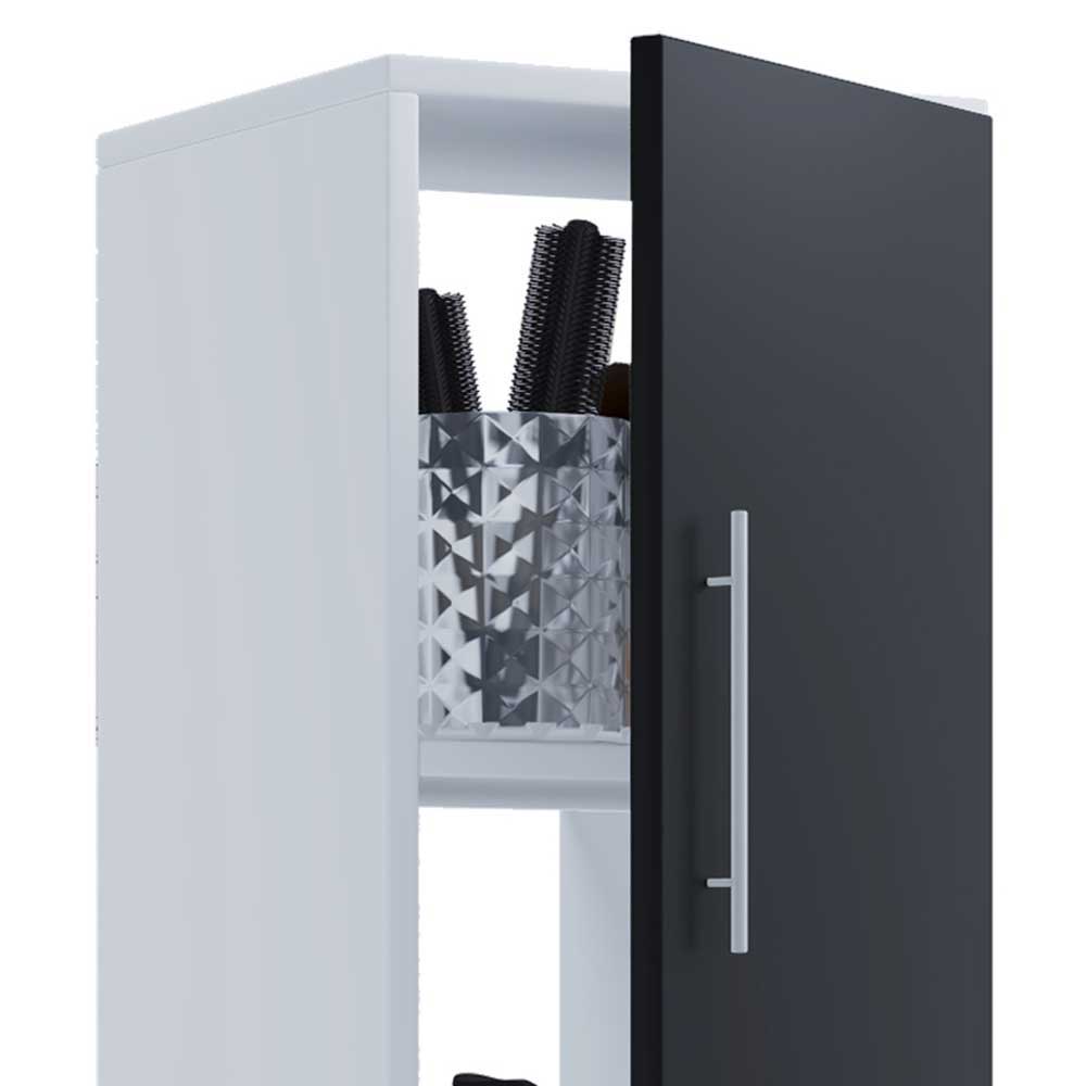 Badezimmer Hochschrank Litora in Schwarz und Weiß 31x160x30 cm