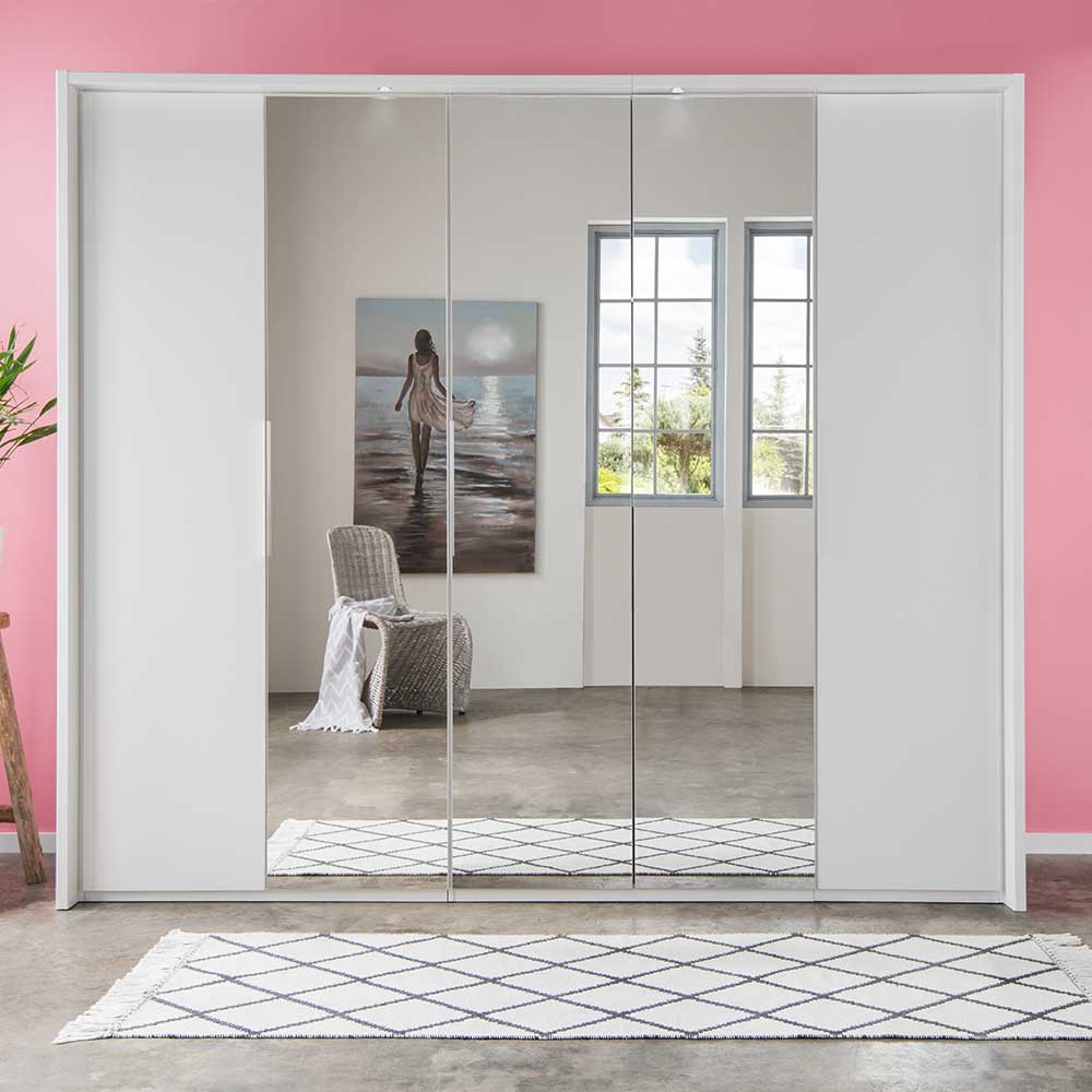 Kleiderschrank mit Spiegeltüren Potheka in Weiß 250 cm Breite