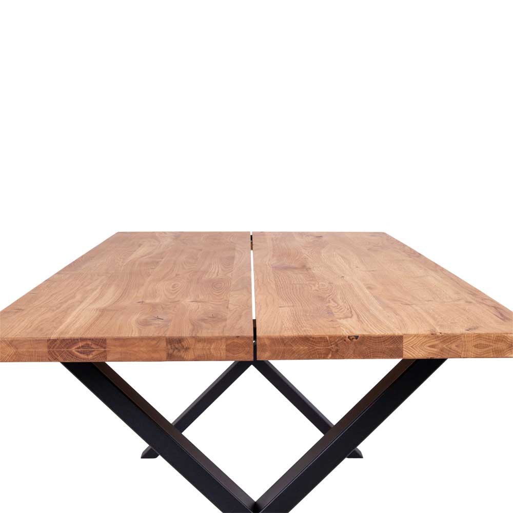 Esszimmer Tisch Liyadiro aus Eiche Massivholz und Stahl 2 Meter breit