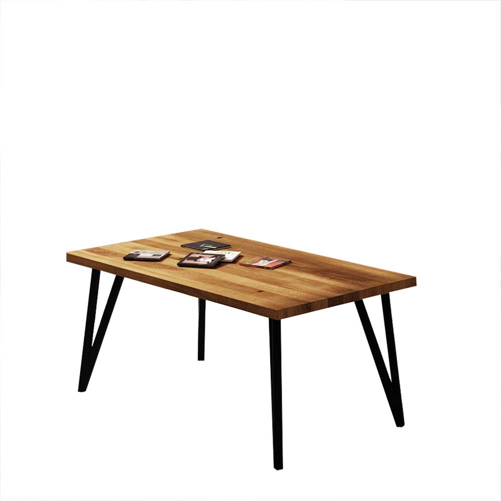 Sofa Tisch Cariasca aus Wildeiche Massivholz und Stahl im Loft Design
