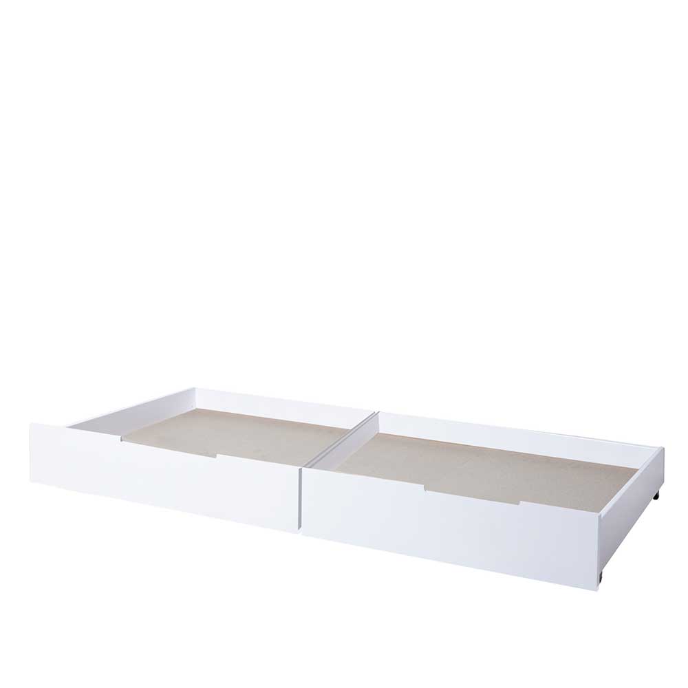 Weißes Etagenbett Cabarete aus Kiefer Massivholz mit zwei Schubladen