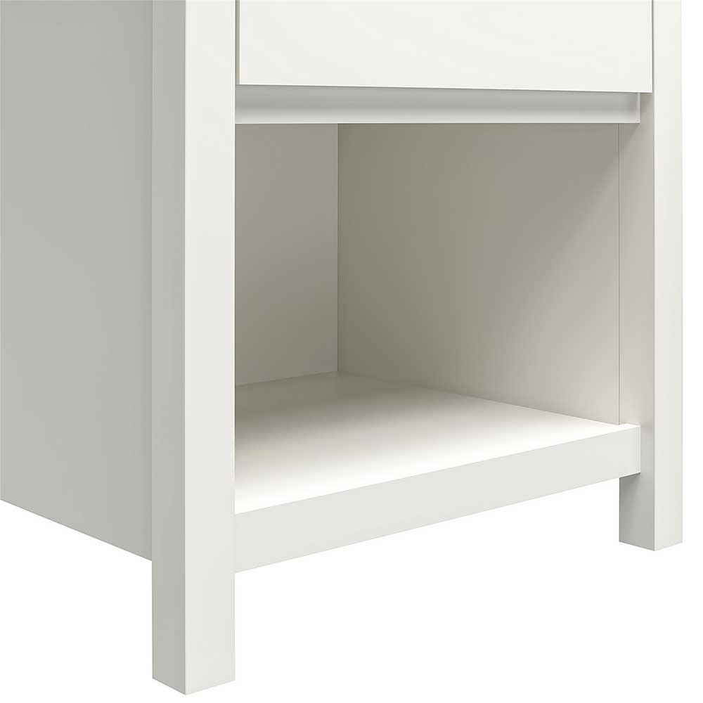 Weiße Nachtkonsole Lou in modernem Design mit einer Schublade
