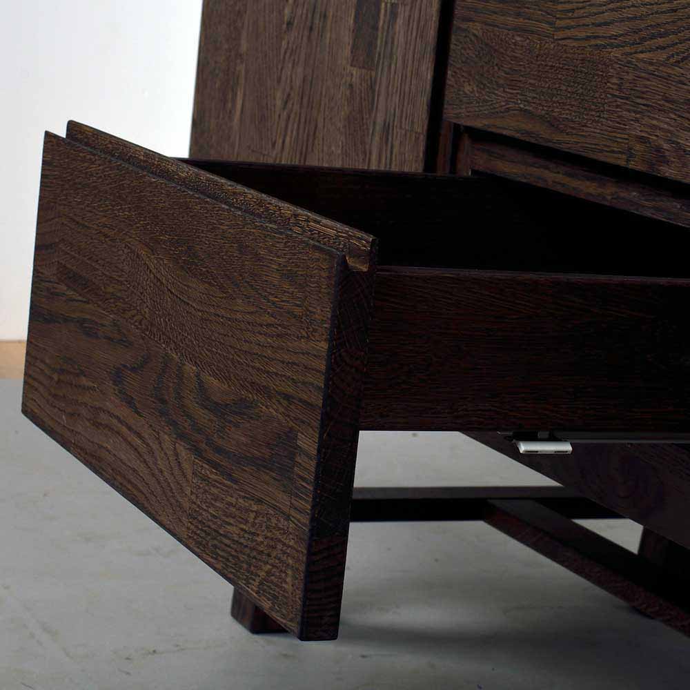 Massivholz Sideboard Mossiv aus Eiche dunkel 160 cm