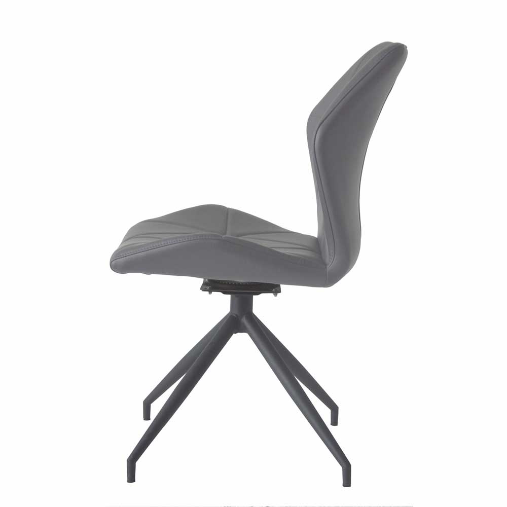 Graue Esstisch Stühle Rumian aus Kunstleder und Metall in modernem Design (2er Set)