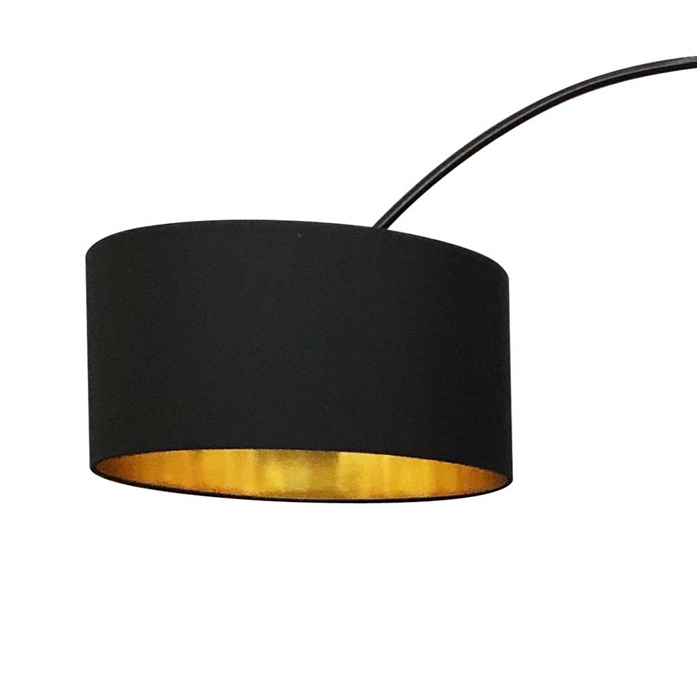 Schwarze Stehlampe Rike aus Metall und Webstoff modern