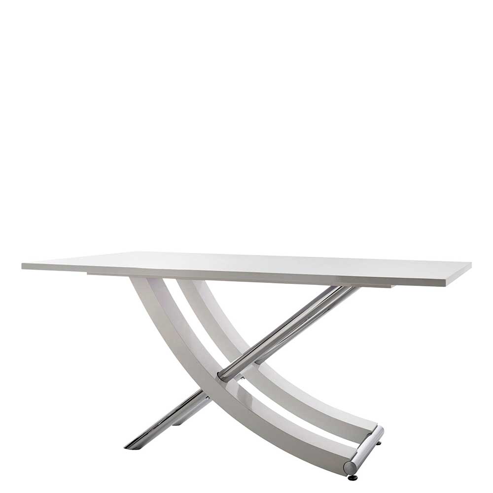 160 cm Esszimmer Tisch Jano in Weiß und Chromfarben