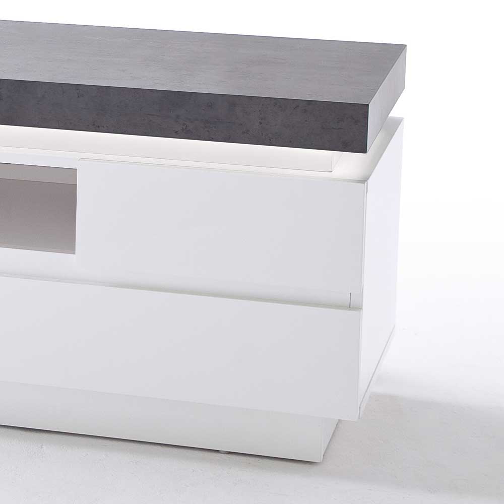 Design Lowboard Croscon in Weiß Grau mit LED Beleuchtung