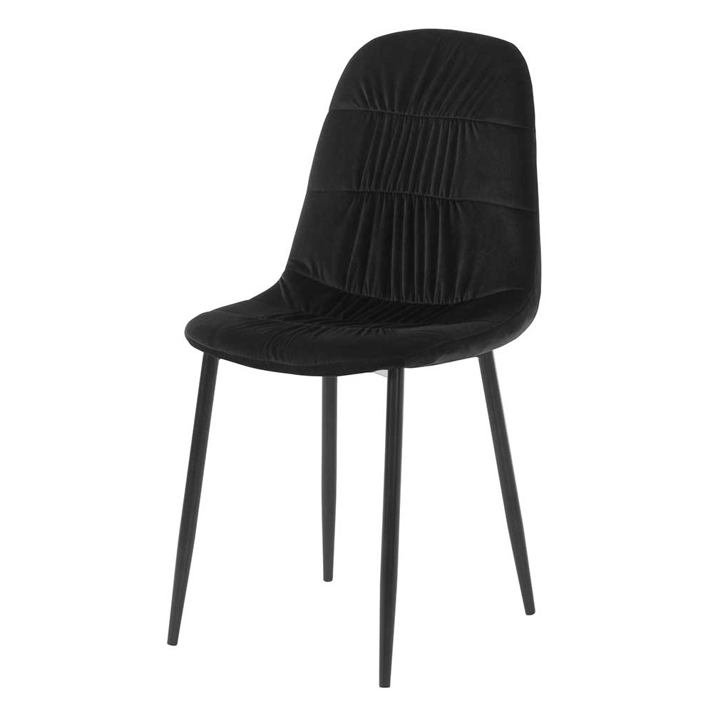 Schwarze Stühle Widgo aus Samt und Metall 47 cm Sitzhöhe (2er Set)