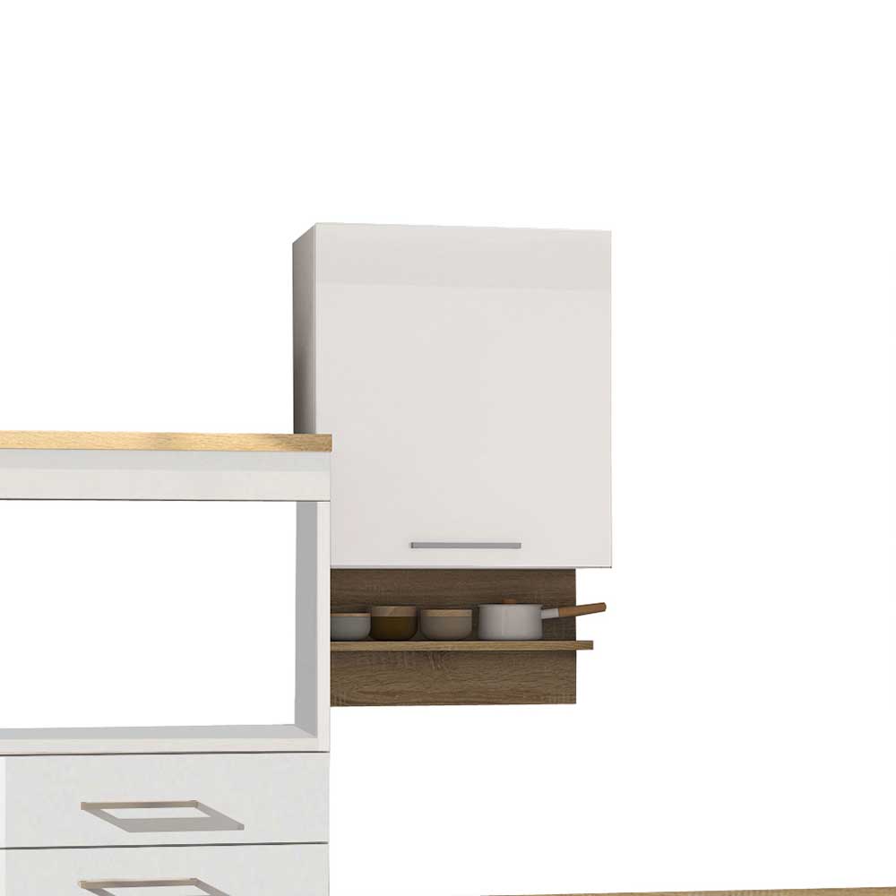 Hochglanz Küchen Möbel Set Piemonta in Weiß 280 cm breit (neunteilig)