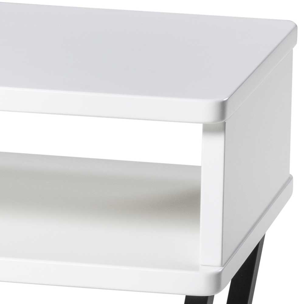 Nachttisch Whites in Weiß und Anthrazit mit Bügelgestell aus Metall