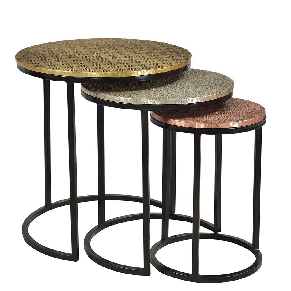 Modernes Beistelltisch Set Anolta aus Metall runde Tischform (dreiteilig)