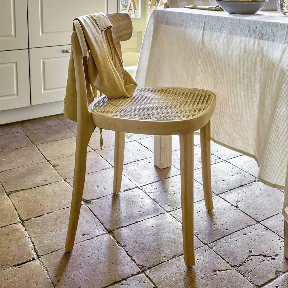 Küchen Stühle Pragoro in Beige - Sitzfläche aus Rattan Geflecht (2er Set)
