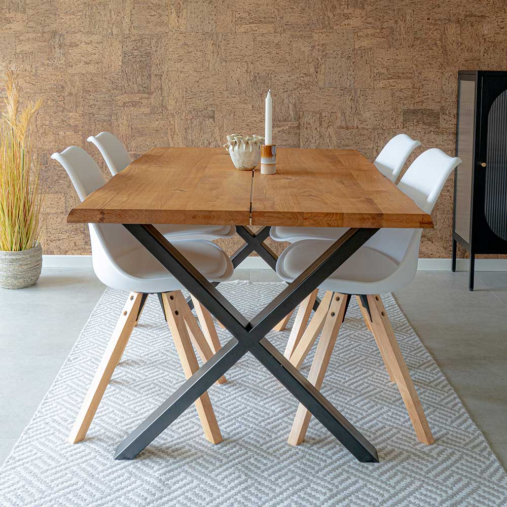 Moderne Sitzgruppe Oltervas 140 cm Tisch 4 Stühle (fünfteilig)