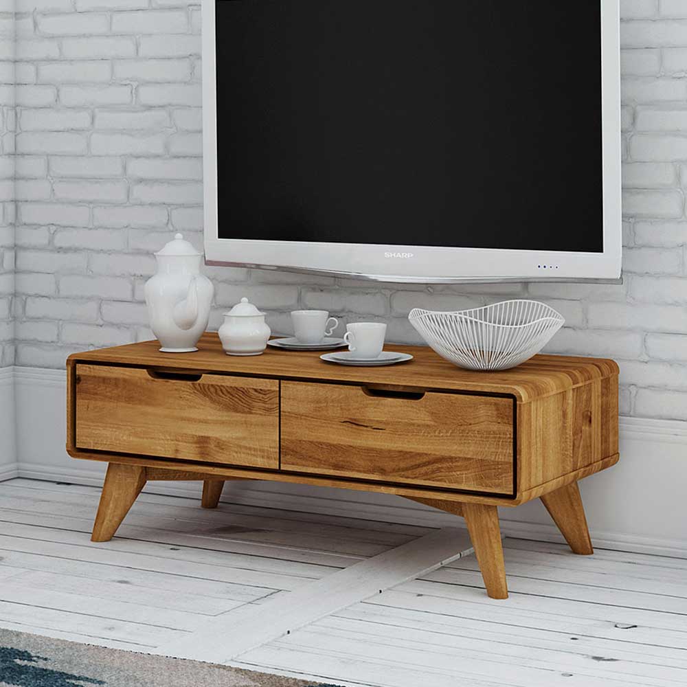 Modernes TV Sideboard Vinial aus Wildeiche Massivholz 90 cm breit