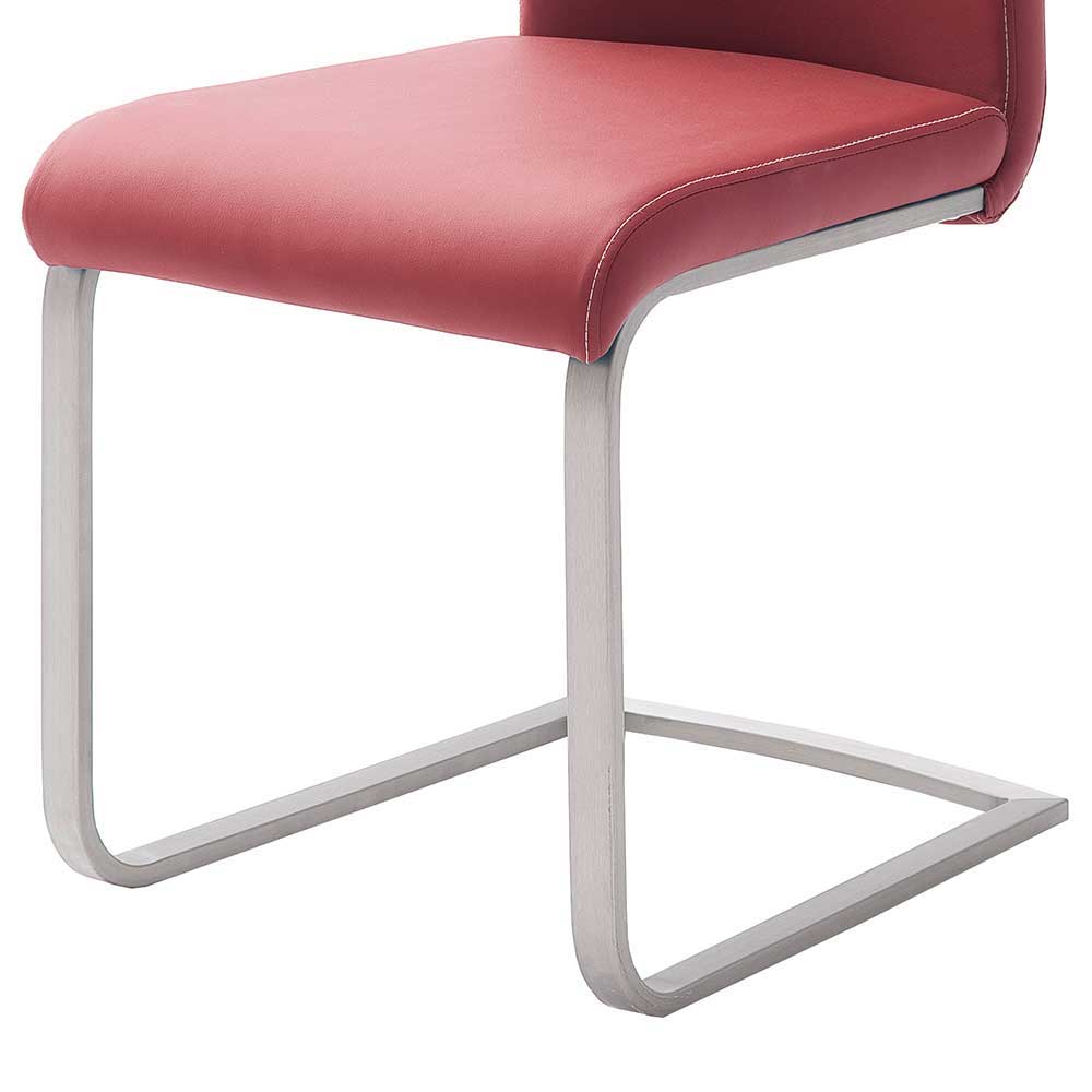 Esszimmer Stuhl Mazarena mit Schwinggestell und Rot Kunstlederbezug (4er Set)