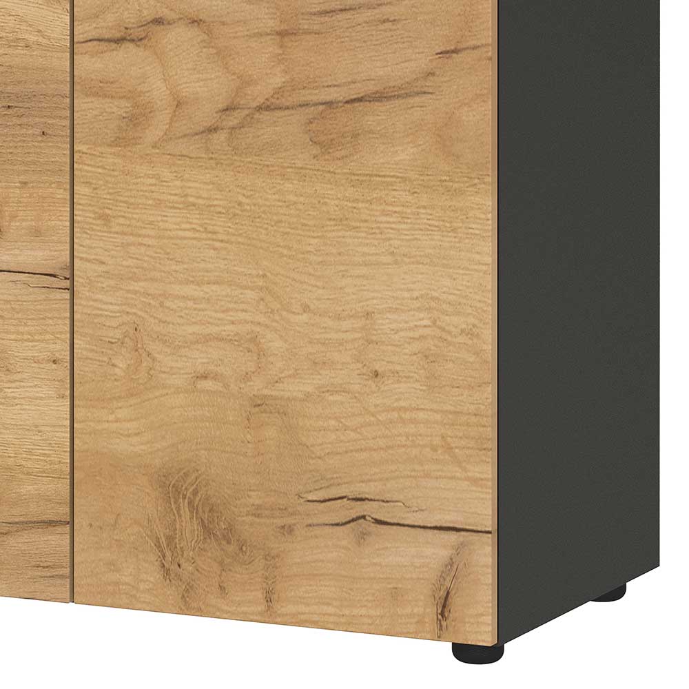 Büroschrank Charin 197 cm hoch 80 cm breit in Wildeiche Holzoptik