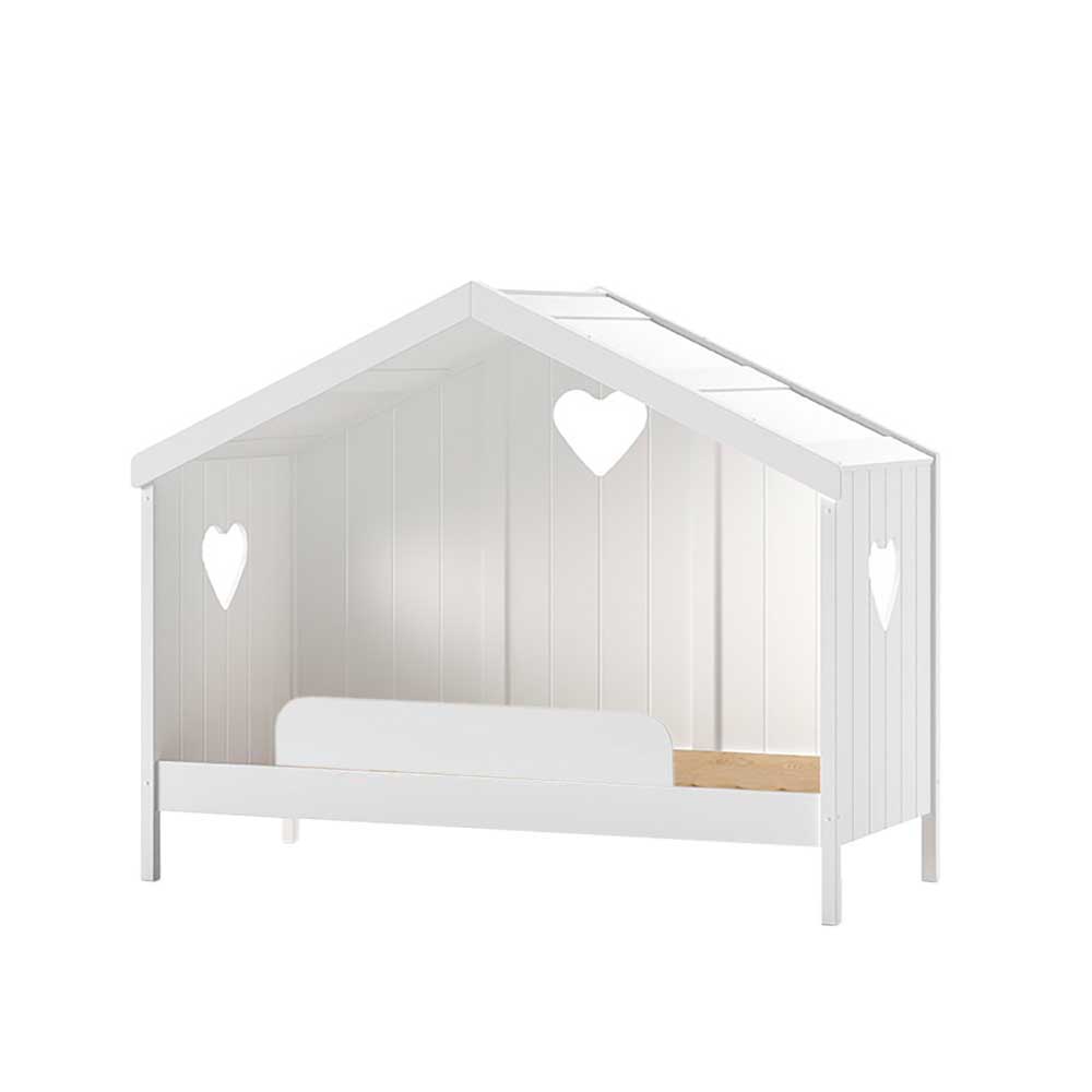 Kinderbett in Hausform Ciomore in Weiß mit Herzen 172 cm hoch