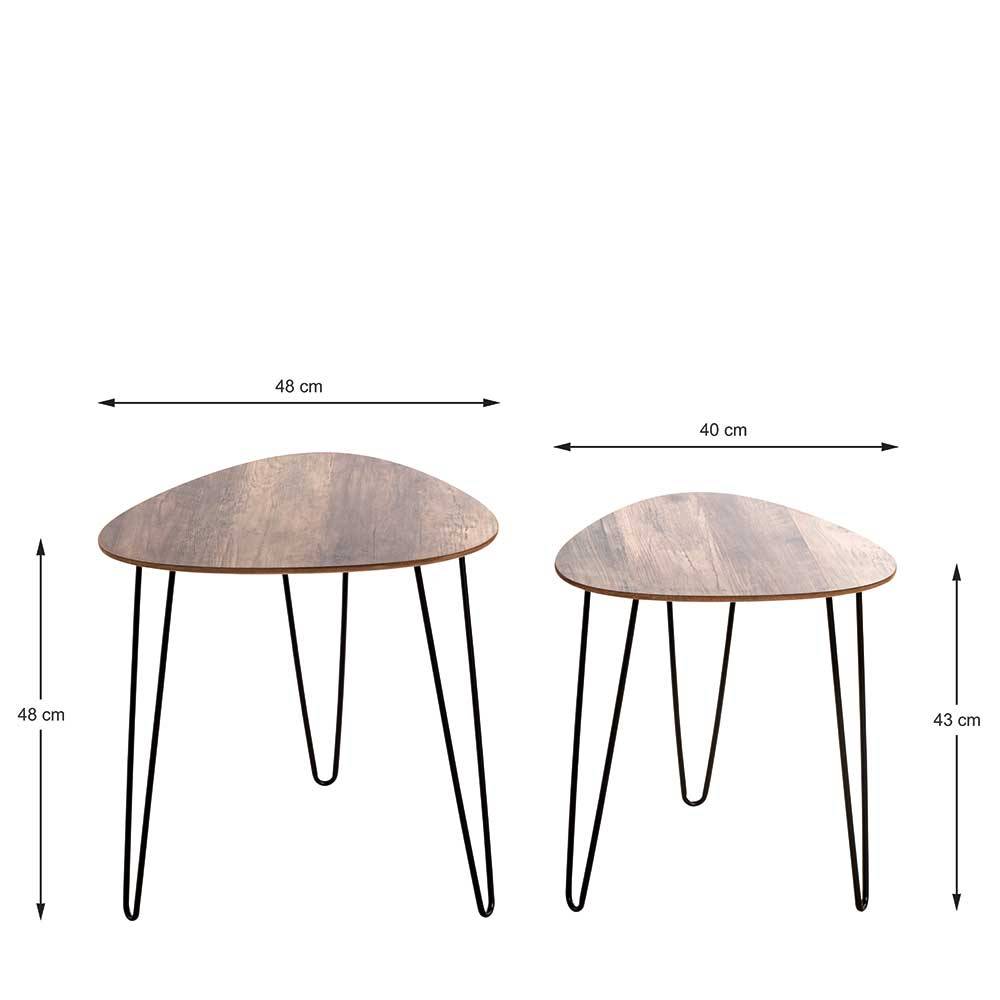 Tisch Set Picana mit Dreibeingestell und Platte in Wankelform (zweiteilig)