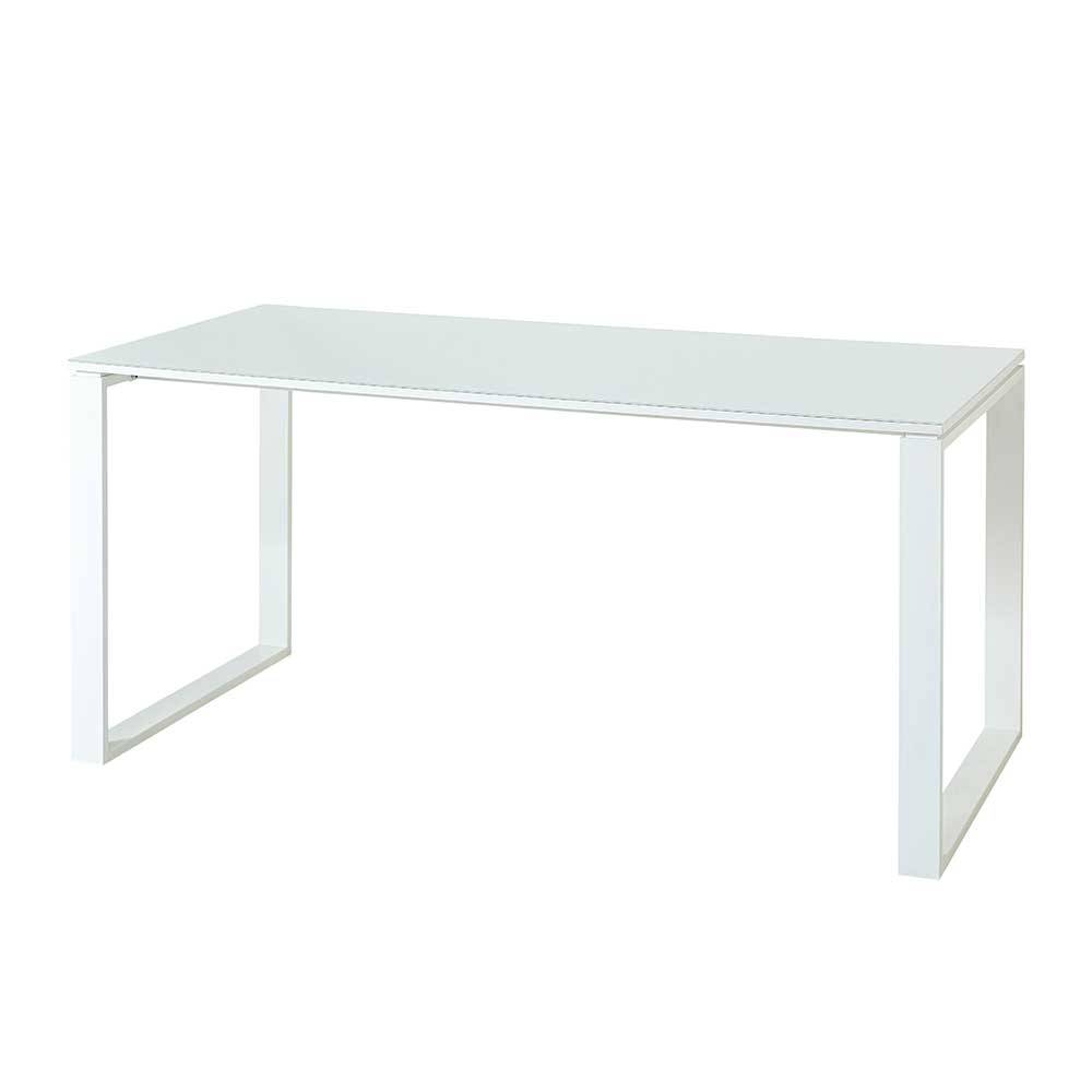 Büro Möbelset Lixendra in Weiß und Wildeiche Optik Glas beschichtet (fünfteilig)