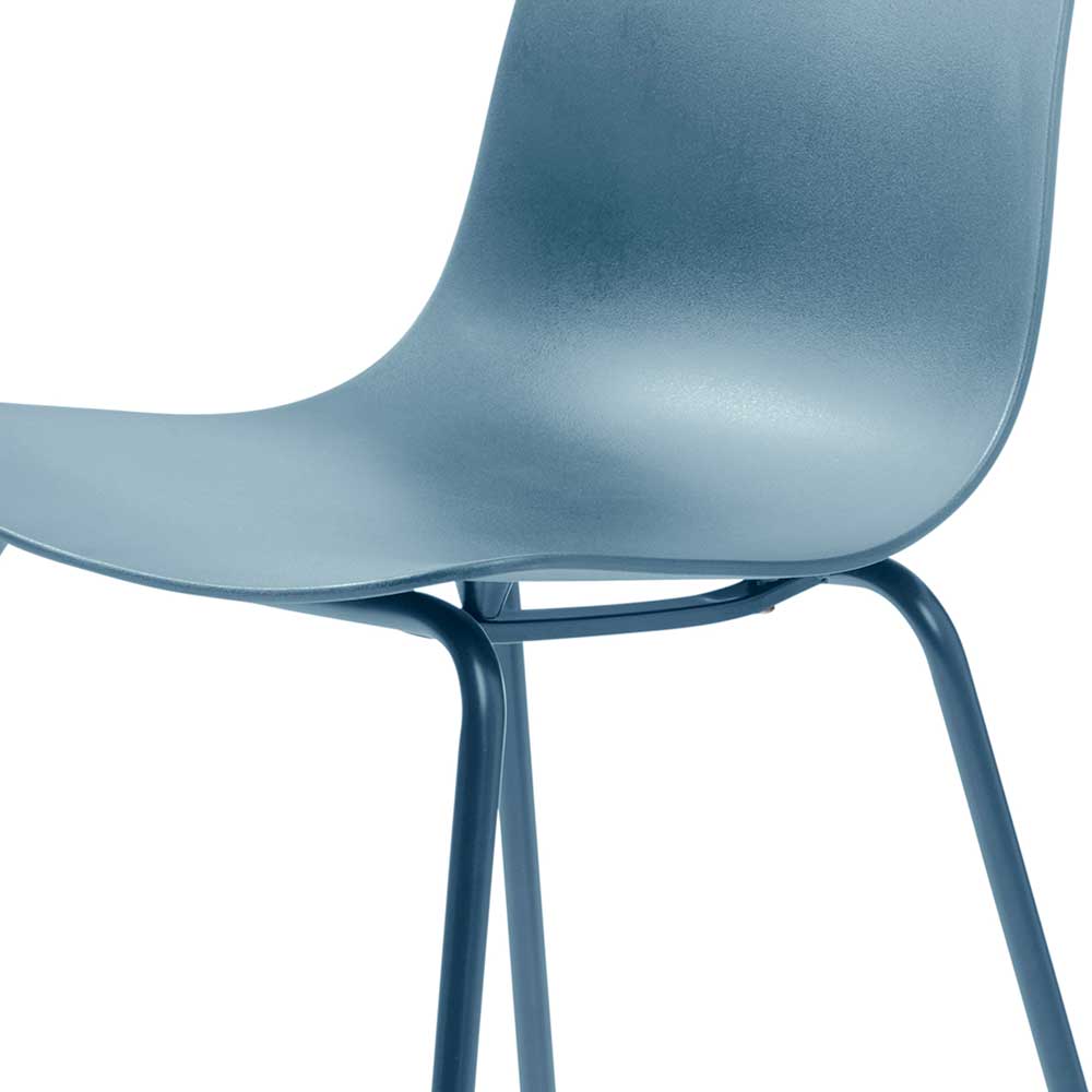 Esstisch Stühle Jasonva in Blaugrau aus Kunststoff und Metall (4er Set)