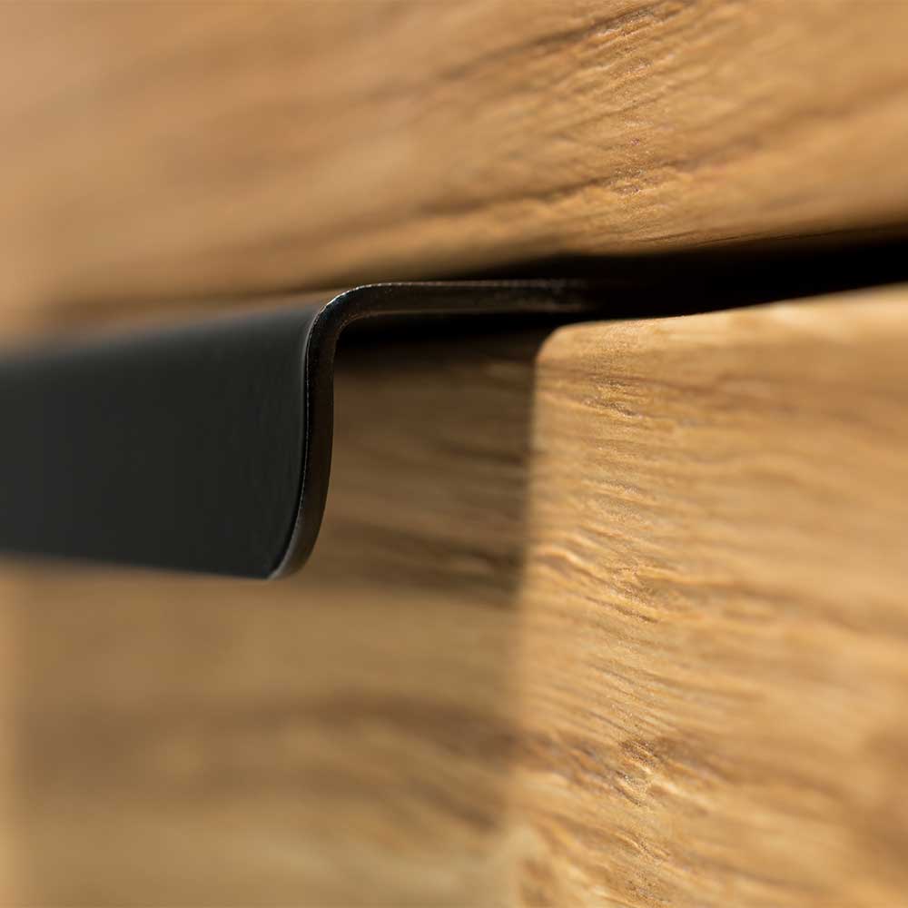 Sideboard Seviona aus Asteiche Massivholz mit Bügelgestell aus Metall
