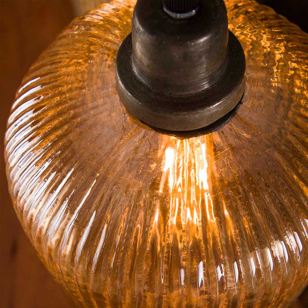 4-flammige Glas Pendelleuchte Loona im Retrostil 100 cm breit
