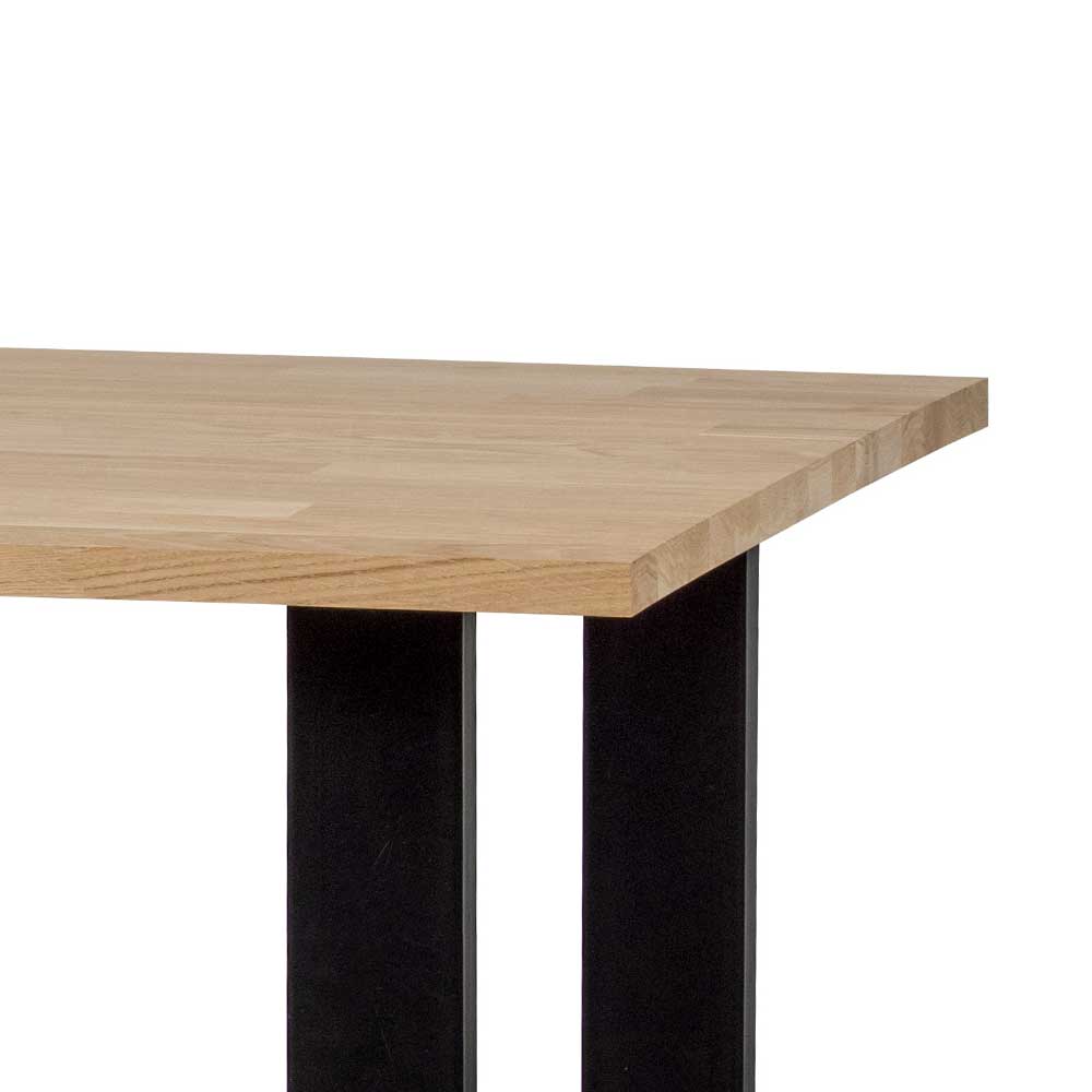 Industriestil Tisch Maurice aus Eiche Massivholz und Stahl