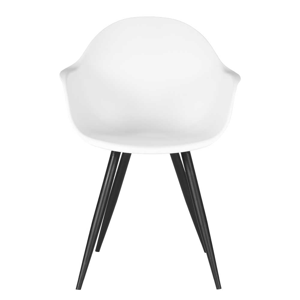 Kunststoff Küchenstuhl Set Rubin in Weiß und Schwarz im Skandi Design (2er Set)