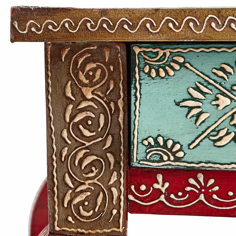 Orientalischer Beistelltisch Litrosca in Rot Bunt mit einer Schublade