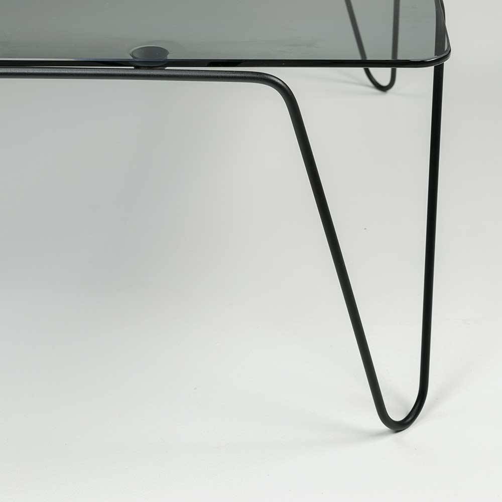 Skandi Design Glas Tisch Adira in Rauchgrau und Schwarz
