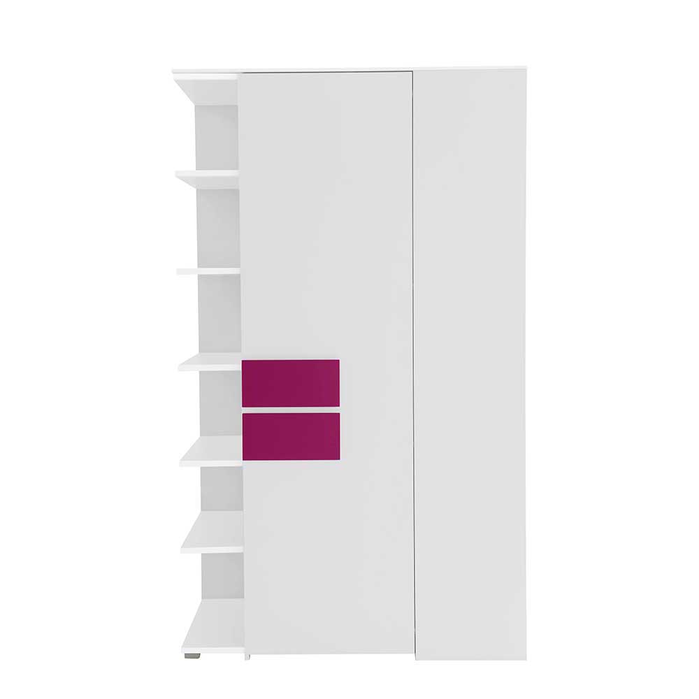 Eckkleiderschrank Tidesco in Weiß Pink mit Regalfächern