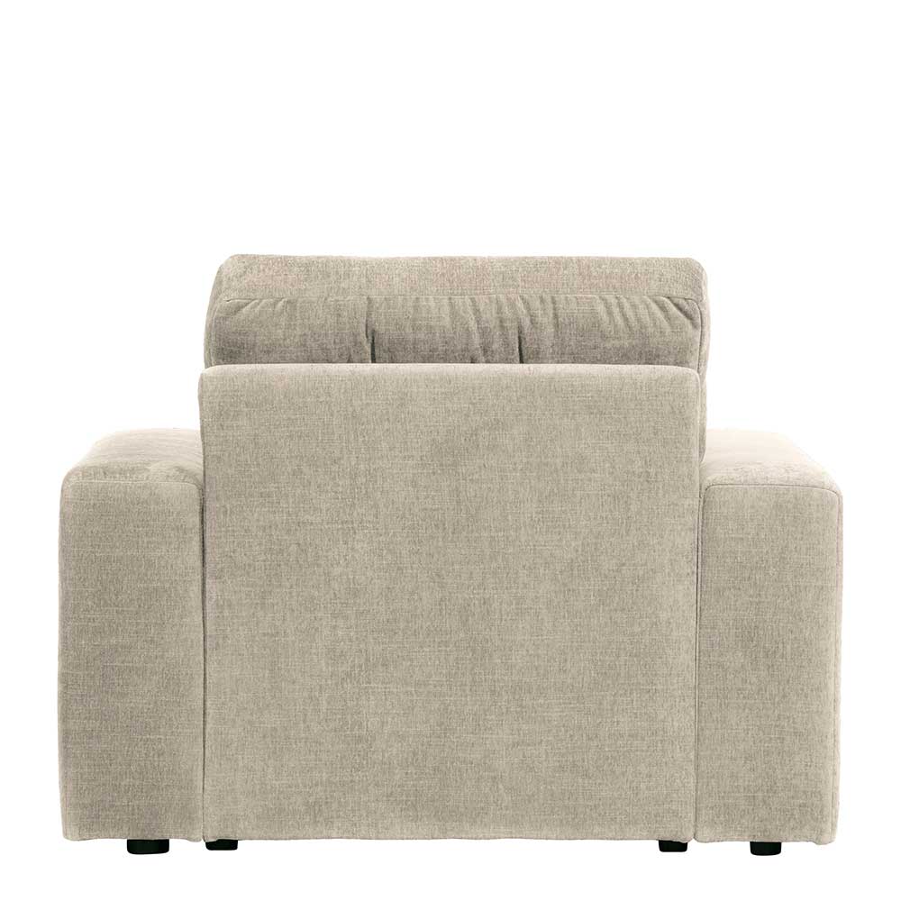 Moderner Wohnzimmer Sessel Jan in Beigegrau Strukturstoff mit Armlehnen