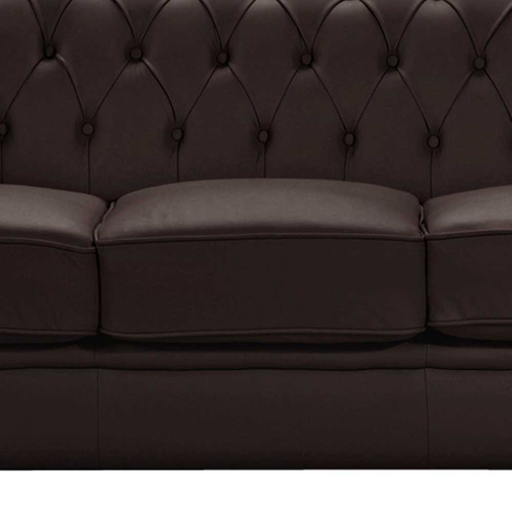 Dreisitzer Couch Leder braun Zeo im Chesterfield Look 200 cm breit