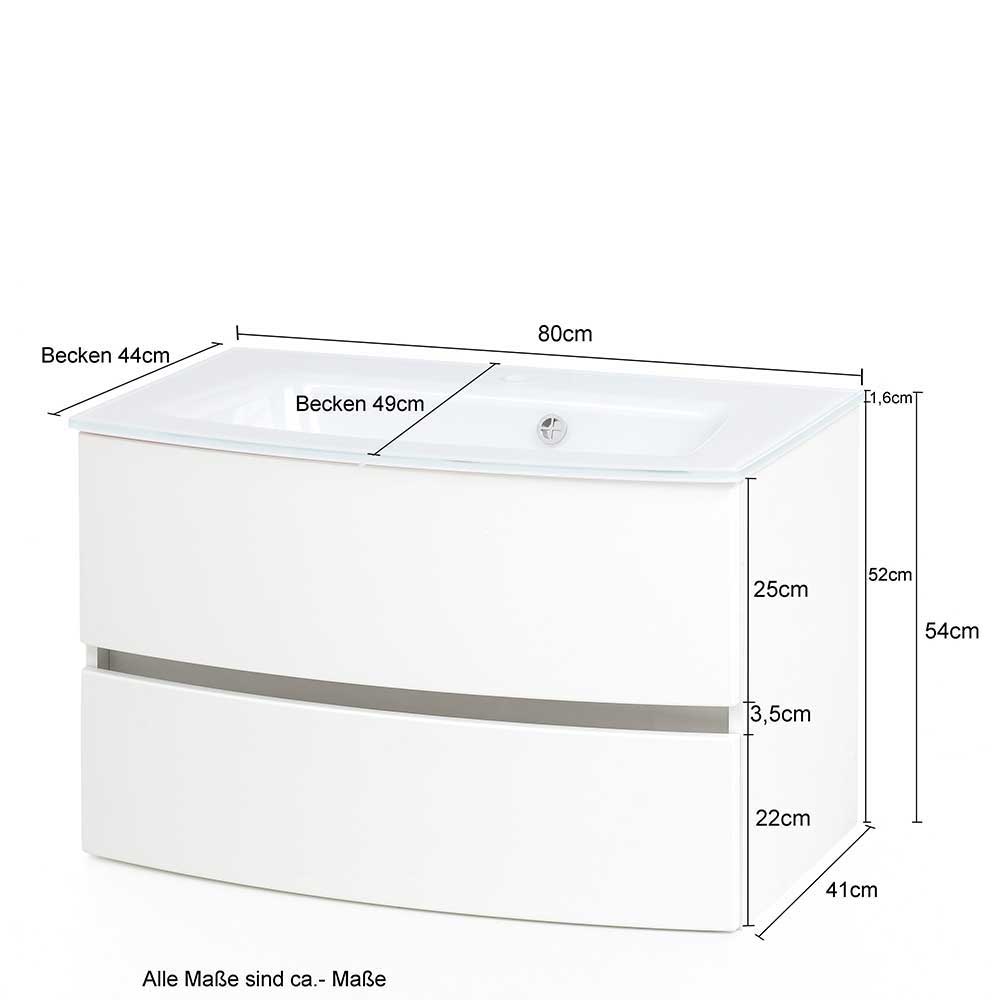 Waschbeckenunterschrank Daralos in Weiß mit zwei Schubladen