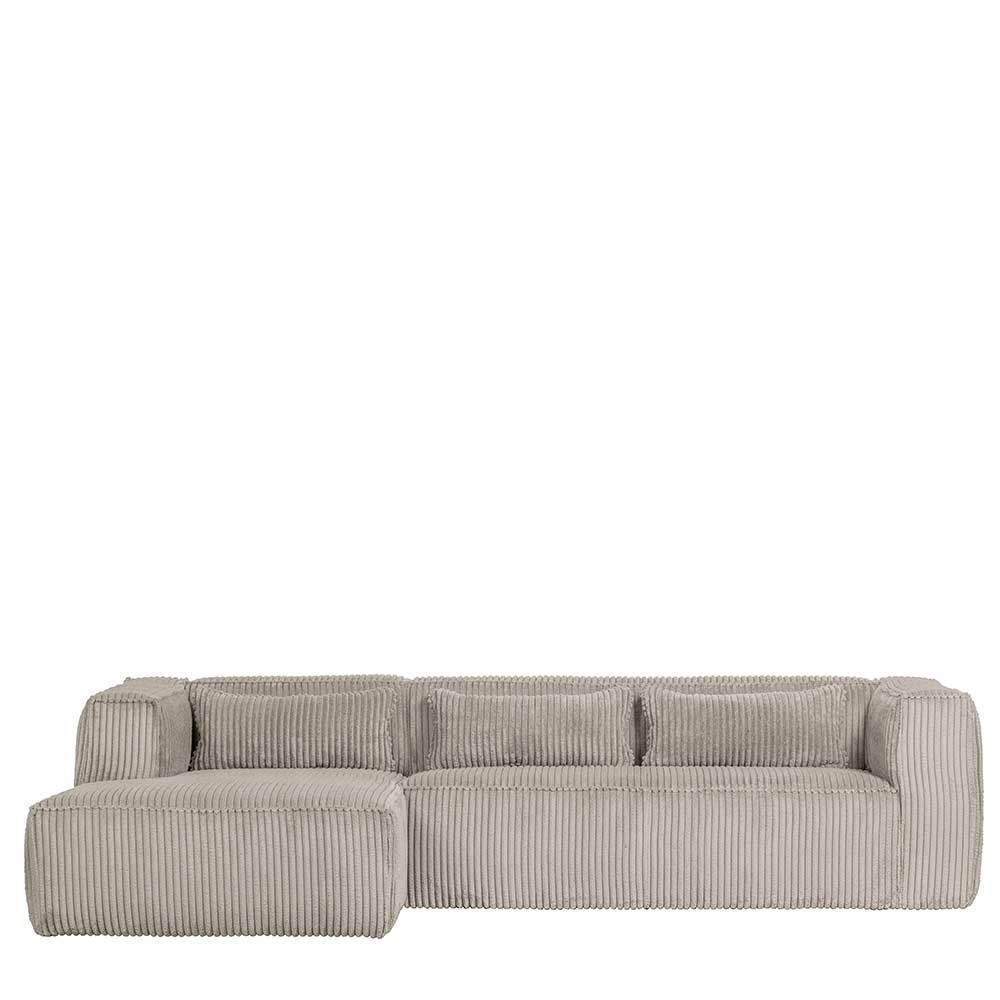 Wohnzimmer Couch Cord Mada in Beigegrau L Form