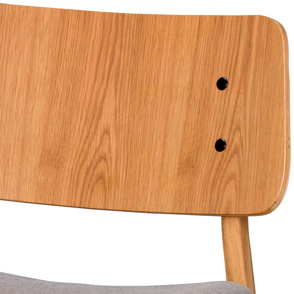 Lounge Sessel Deynara aus Eiche Massivholz und Webstoff in Grau