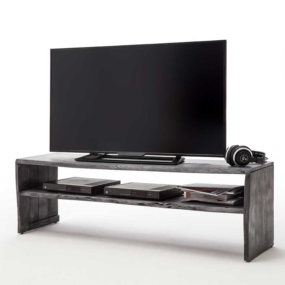 TV Board Ramira in Grau aus Akazie Massivholz